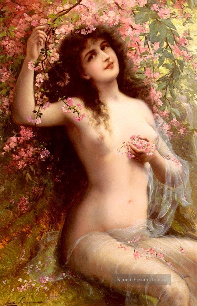 Among The Blossoms Mädchen Körper Emile Vernon Ölgemälde